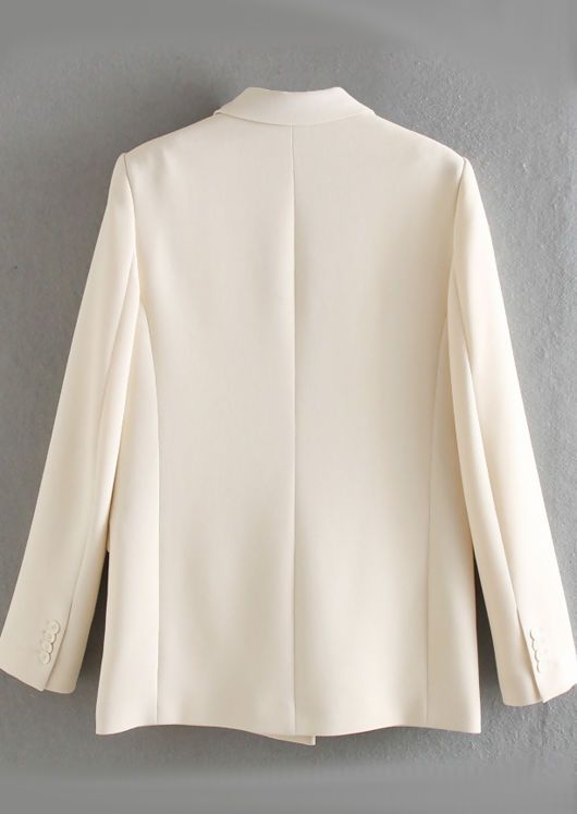 Oversized Collared Double Breasted Tailored Blazer Top Beige | Lily Lulu Fashion
