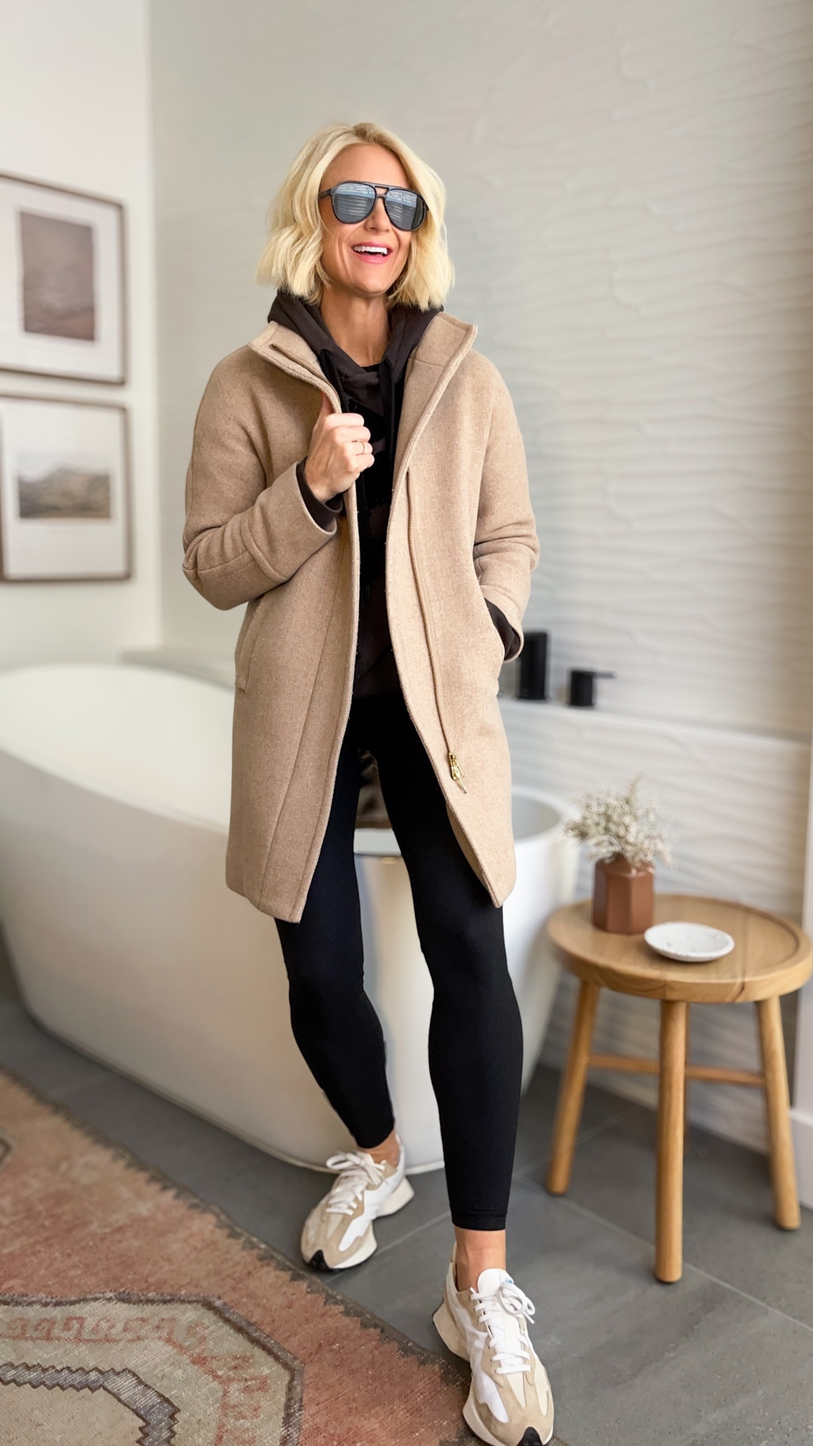 This SALE just got better! Sign up (for FREE) ti get this coat 40% off. Best price you’ll see. Use code: FAMILY
This coat might be my top 5 favorite, most worn piece, in my entire wardrobe! You will not find a wool coat that’s fully lined + a timeless silhouette + flattering on EVERYONE, at the current sale price. Available in PETITE AND TALL sizes too. 00-24

Wearing size 4. I don’t layer more than a sweater/sweatshirt underneath. 
Leggings- wearing a 6. Love the ribbed detailing on this pair.


#LTKsalealert #LTKover40