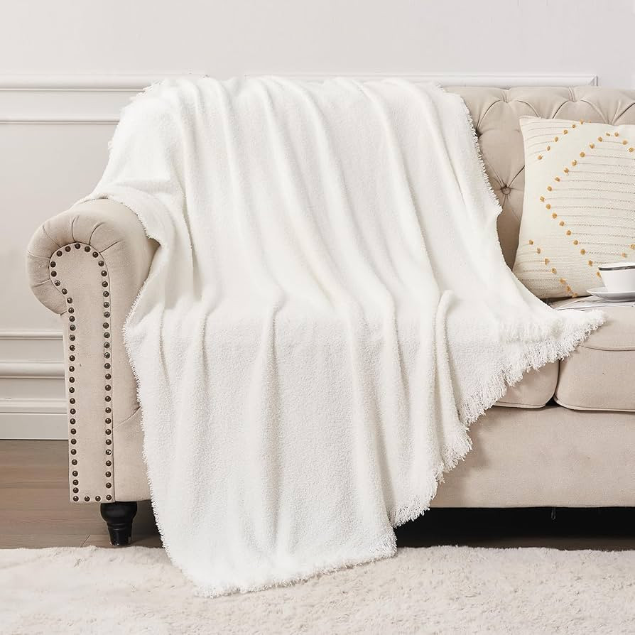 DISSA Throw Blanket, Super Soft Cozy Fuzzy Plush Warm Fringe Blankets & Throws for Couch, Sofa, C... | Amazon (US)