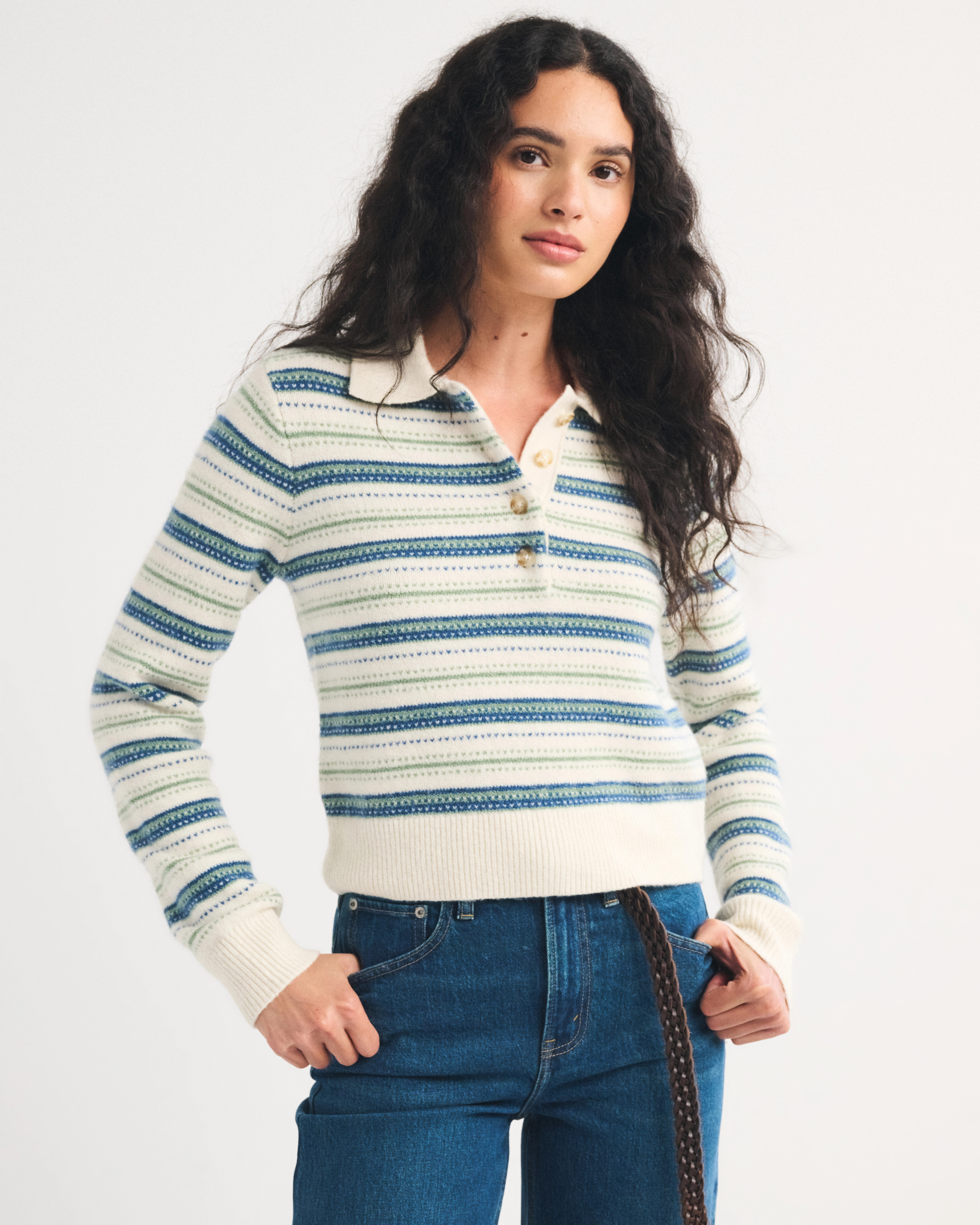 Merino Wool-Blend Long-Sleeve Polo | Abercrombie & Fitch (US)