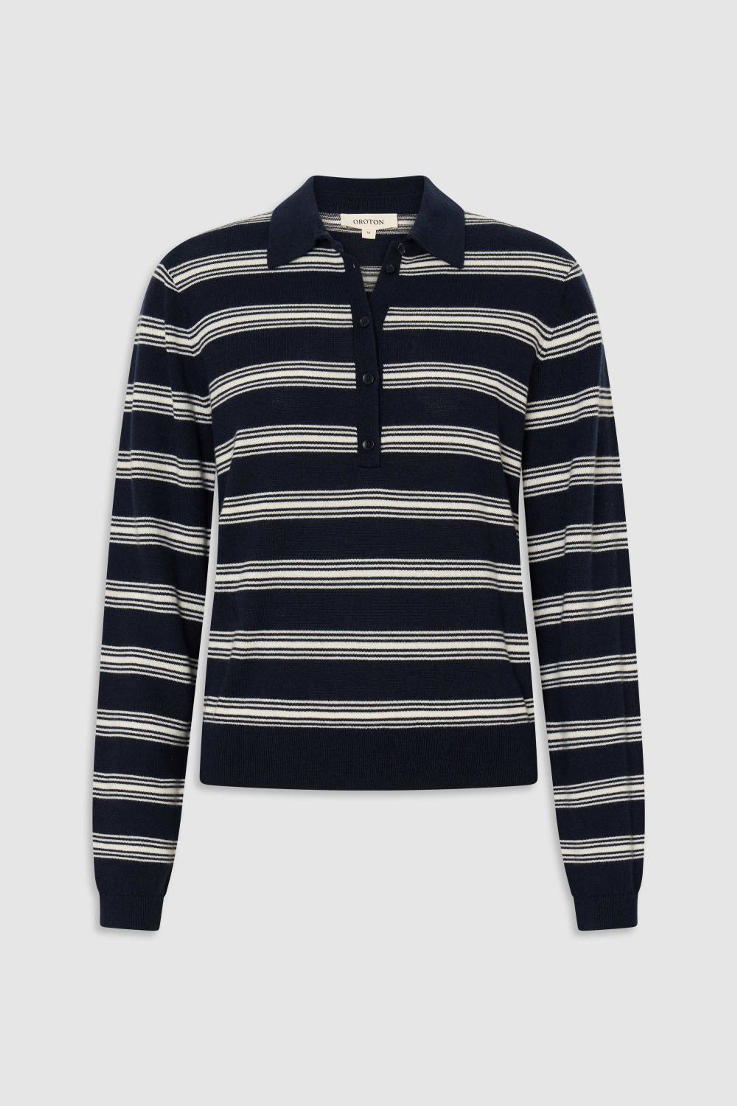 FLORA FINE KNIT STRIPE POLO North Sea | Oroton
