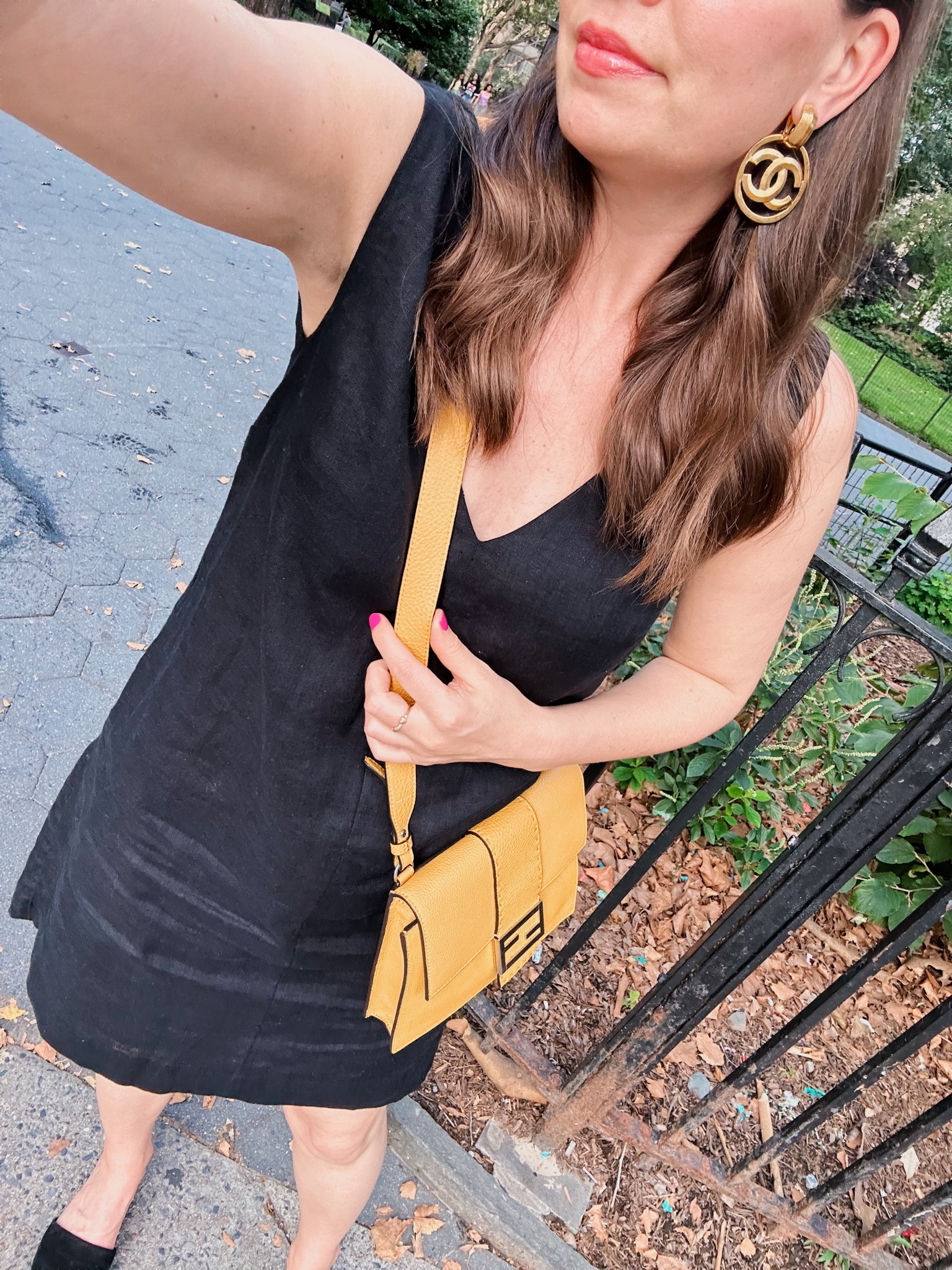 Black J.crew linen dress size small. 

Black and yellow. Fendi bag. Chanel Earrings, black linen dress, linen dress

#LTKstyletip #LTKSeasonal #LTKFind