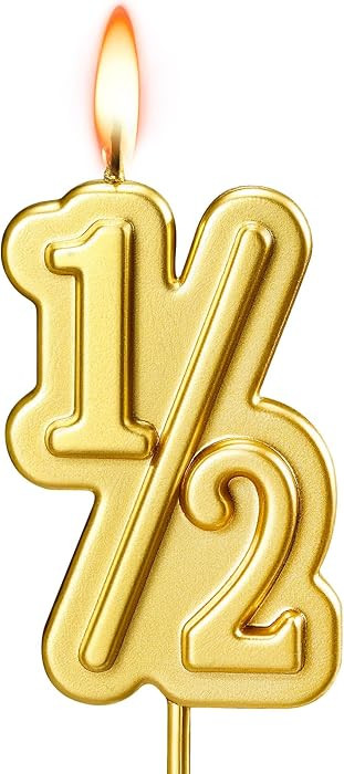 Half Year Birthday Candle, 1/2 Gold Number Birthday Candles, Cake Topper for Baby's Sixth Month B... | Amazon (US)