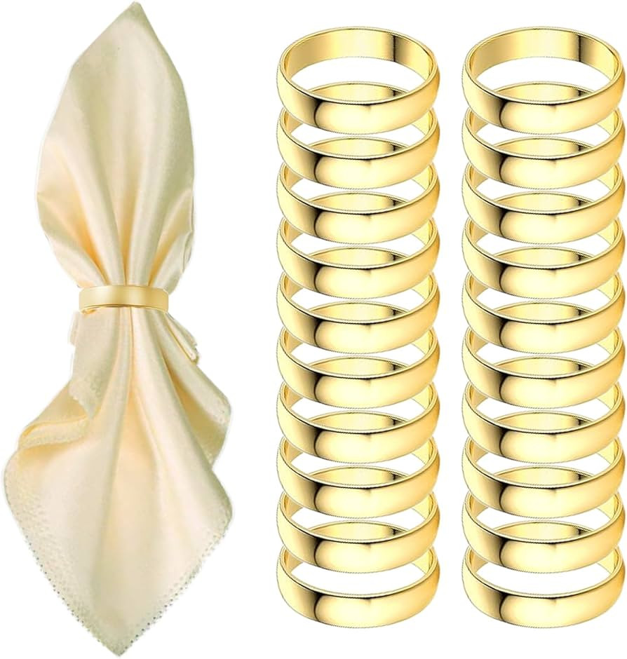 Gold Napkin Rings-20 Pcs Stainless Steel Napkin Rings,Metal Napkin Ring for Table Settings Weddin... | Amazon (US)