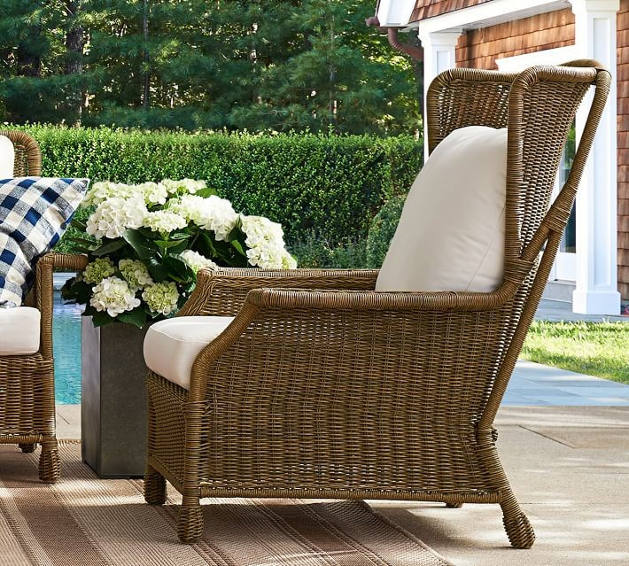Saybrook All-Weather Wicker Wingback Lounge Chair | Pottery Barn (US)