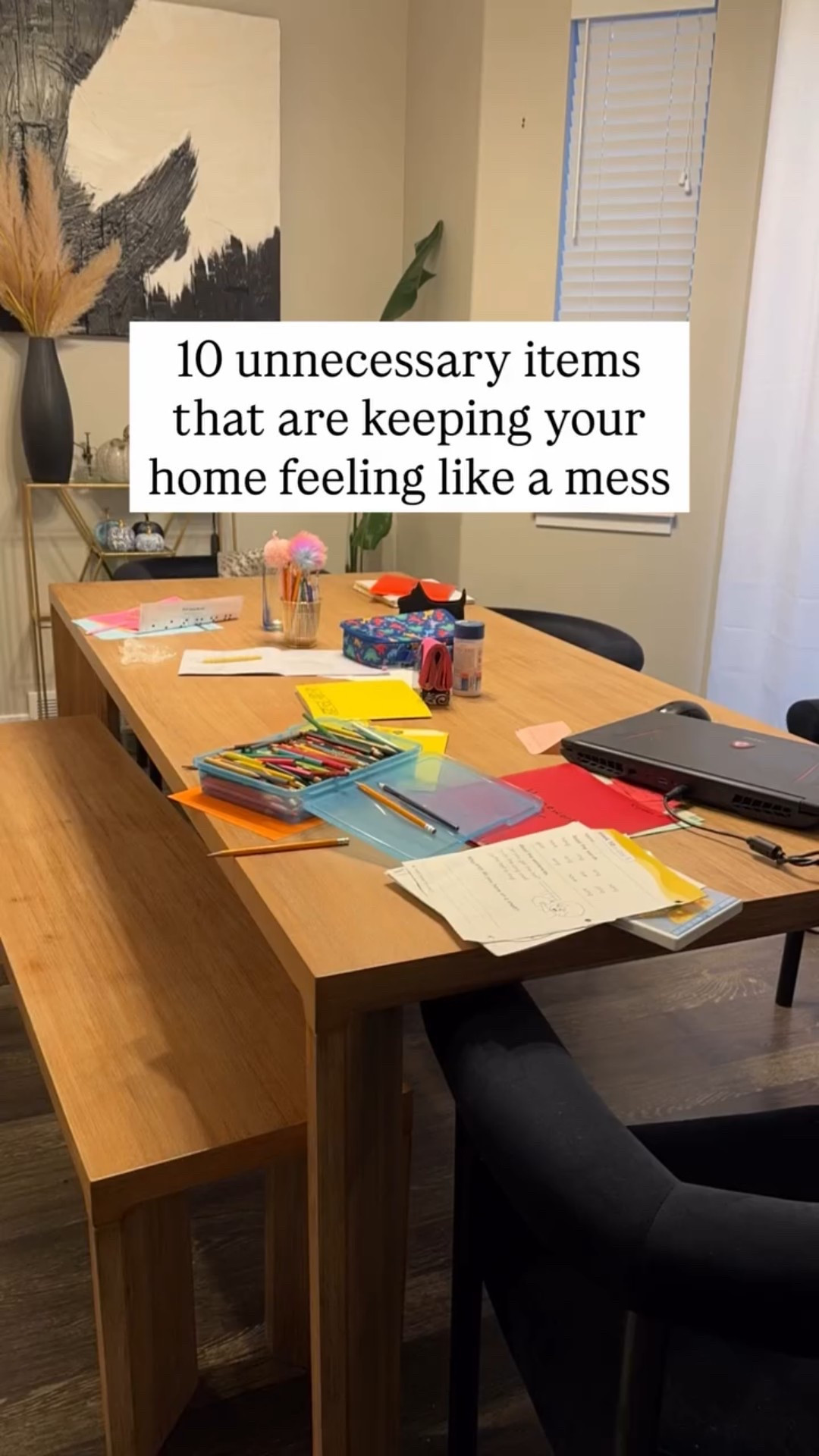 10 unnecessary items making your home feel messy👇🏻
(Part.1)

Save this post for later! 📌

1. Expired coupons & junk mail✉️ That pile by the door isn’t “to sort later,” it’s just clutter

2. Clothes waiting for “someday” If it doesn’t fit now, let it go!

3. Plastic bags in plastic bags! Keep 5, recycle the rest

4. Knick-knacks collecting dust 🫣 If you’re not dusting them, you don’t love them

5. Old charging cables🔌 For phones you haven’t owned since 2019

6. Old paper & magnets on the fridge! A fridge covered with stuff makes your whole kitchen feel messy, it’s visual clutter
 
7. Containers without lids🫙 Instant chaos in every cabinet

8. Worn-out socks with holes🧦 You deserve better

9. Expired spices & condiment packets🌶️ Spices lose potency after 2-3 years

10. 20 “cleaning” towels🧽 You only need 3-4 rags max

The secret to a tidy home isn’t more organizing, it’s having less unnecessary stuff to organize. 

Which ones are you tackling first?

I’m guilty of 2,3 and 10!!🙋🏻‍♀️
How many do you have? Or none?

Follow @rina.hutson for more home tips!
Best dinning table set!!
#declutter #hometips #organization #minimalish #cleaninghacks #momlifestyle #intentionalliving