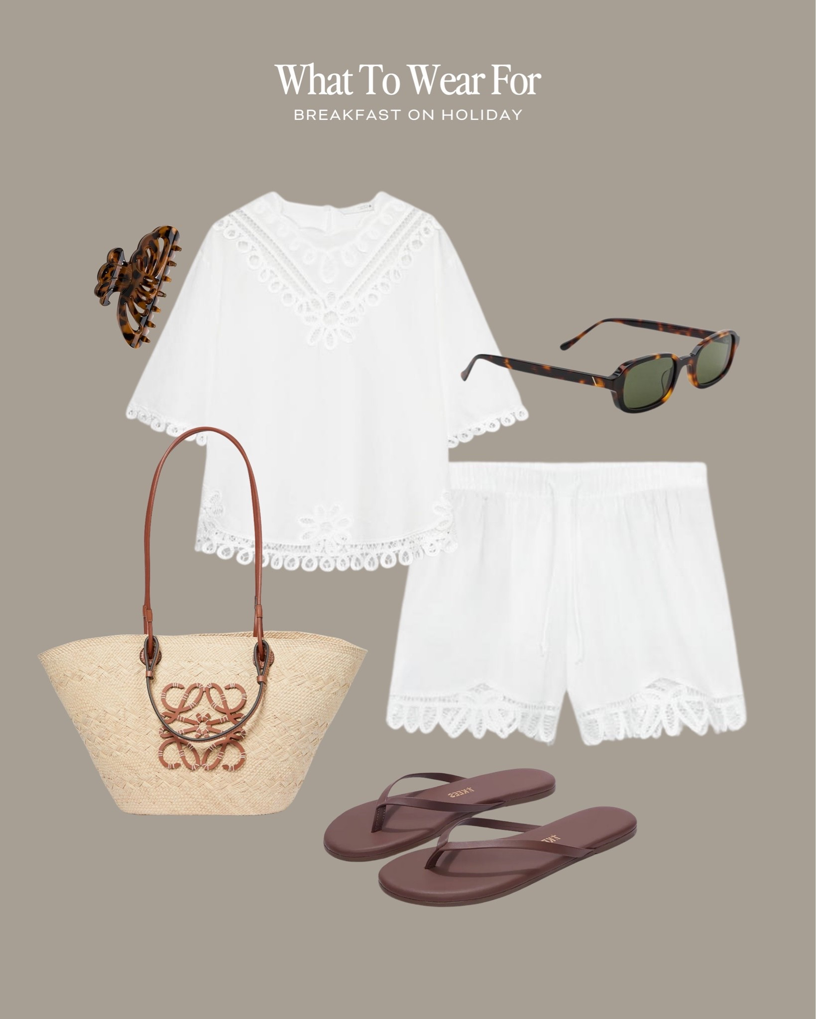 Breakfast on holiday ☕️ 

Summer outfit, white , co-ord matching sets, Broderie shirts, tan sandals, Loewe straw bag

#LTKsummer