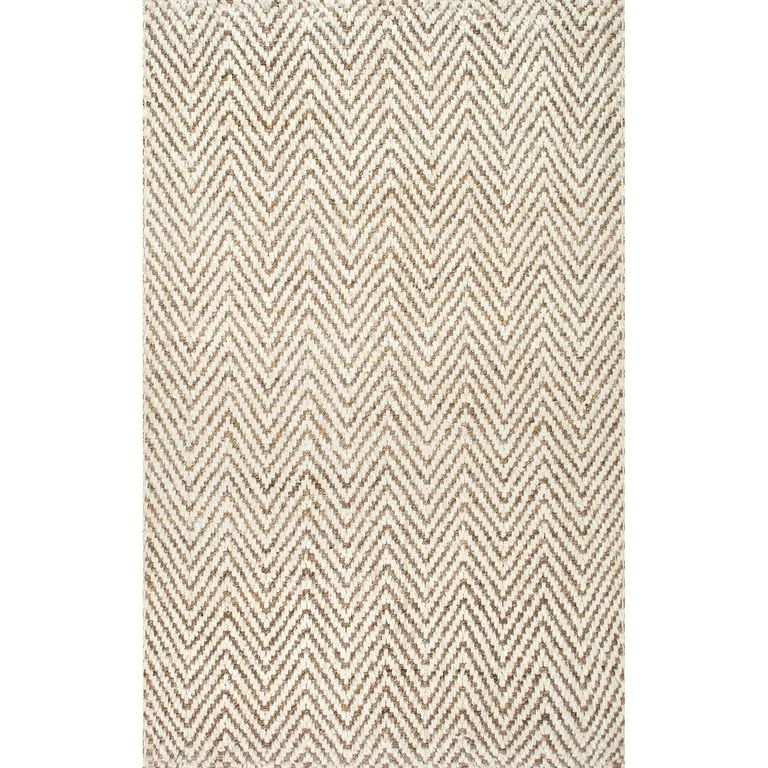 nuLOOM Vania Chevron Jute Area Rug, 9' 6" x 13' 6", Off White | Walmart (US)