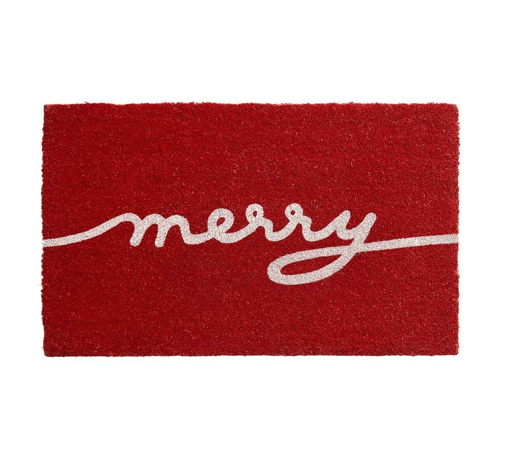 Merry Doormat, 18 x 30&amp;quot;, Red | Pottery Barn (US)