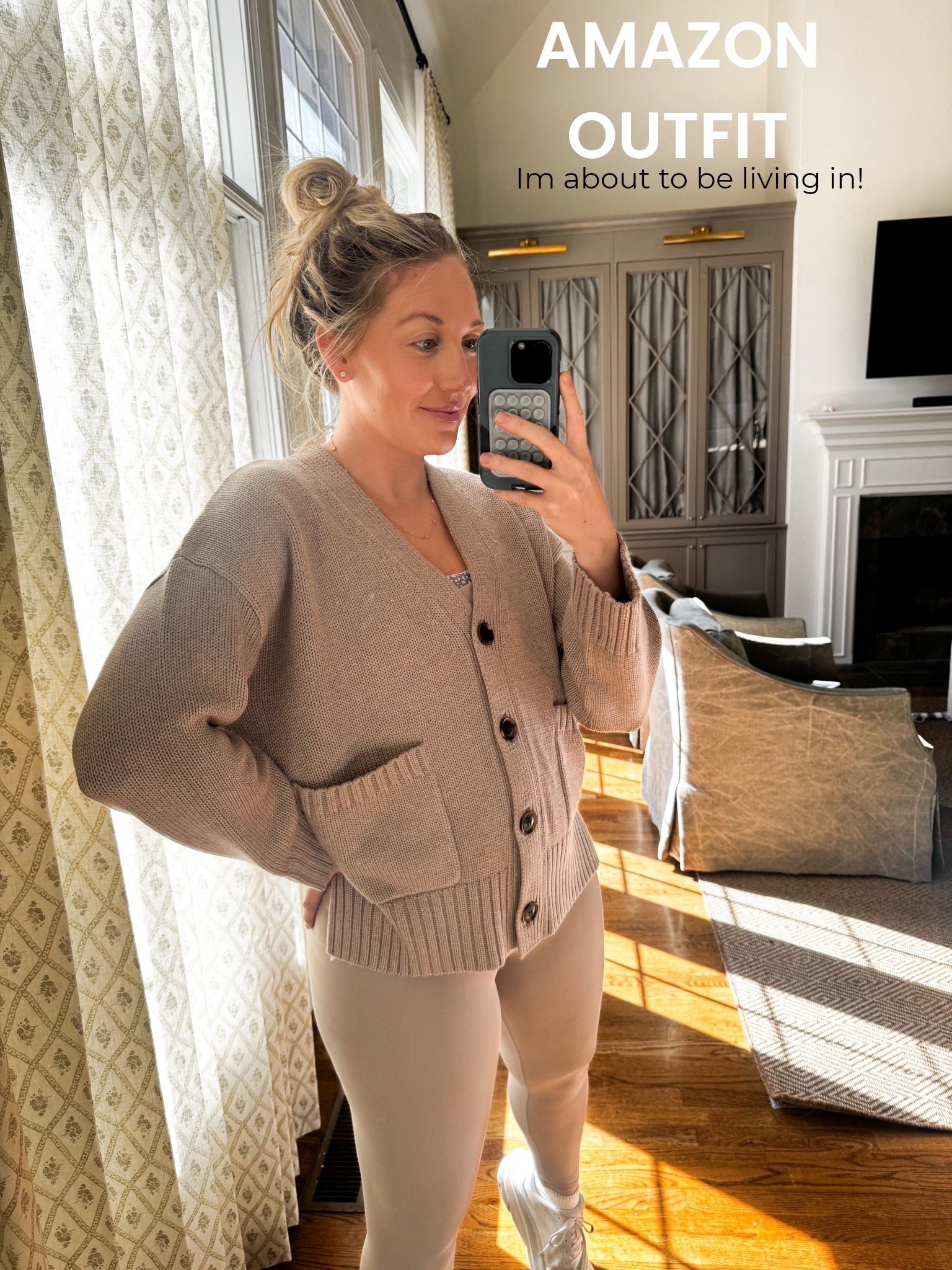 These $23 leggings are incredible! Compression in the tummy and soft all over. Matching top/bra available. Sorry, sweater is sold out 🙃 #monochromatic #athleisure #amazonfashion #amazonessentials 

#LTKTravel #LTKFindsUnder50 #LTKActive
