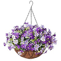 Artificial Hanging Flower in Basket for Outdoors Indoors Decor, Hanging Basket with Flower Arrang... | Amazon (US)