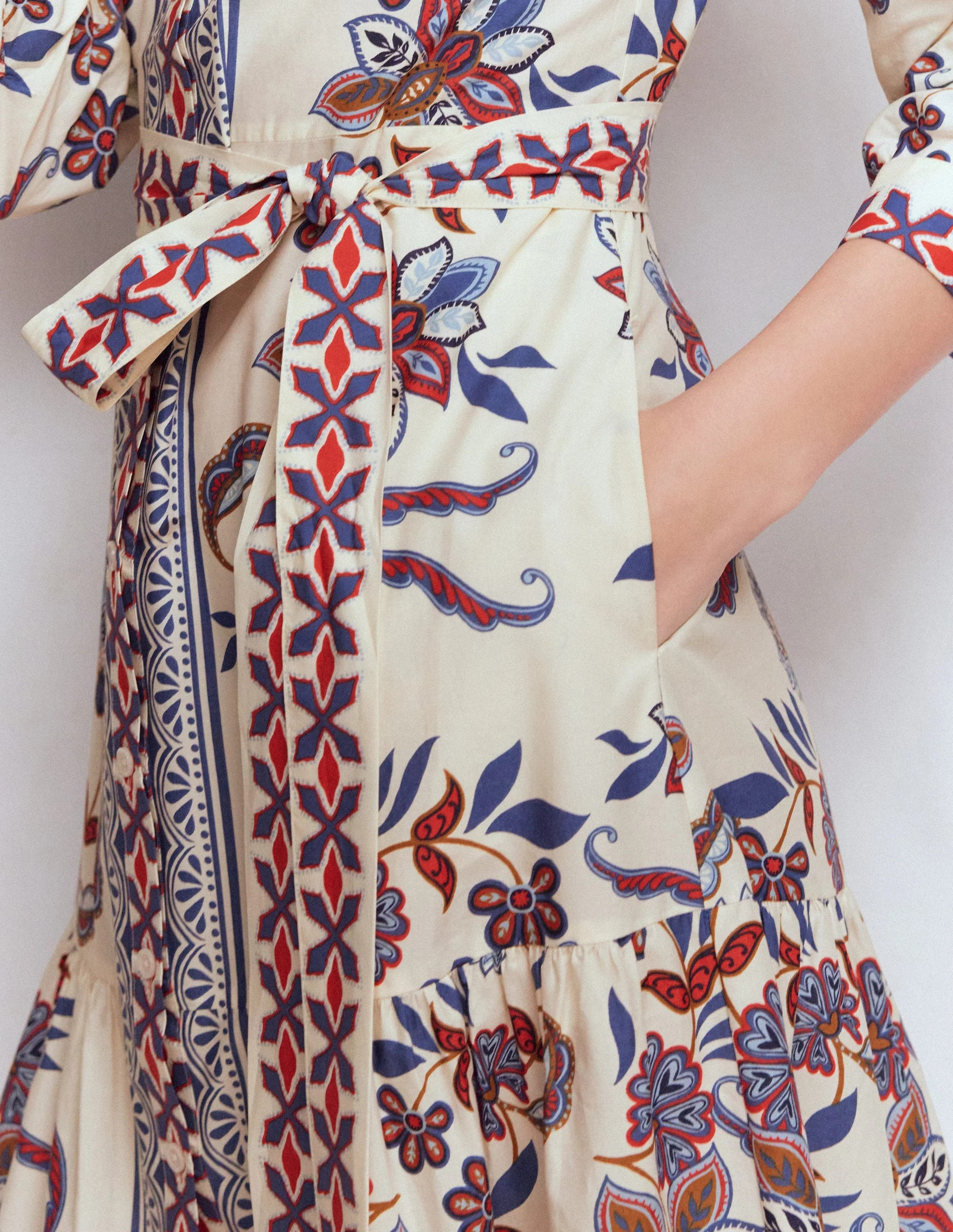 Ellie Cotton Maxi Shirt Dress-Elegant Blossom Placement | Boden (US)