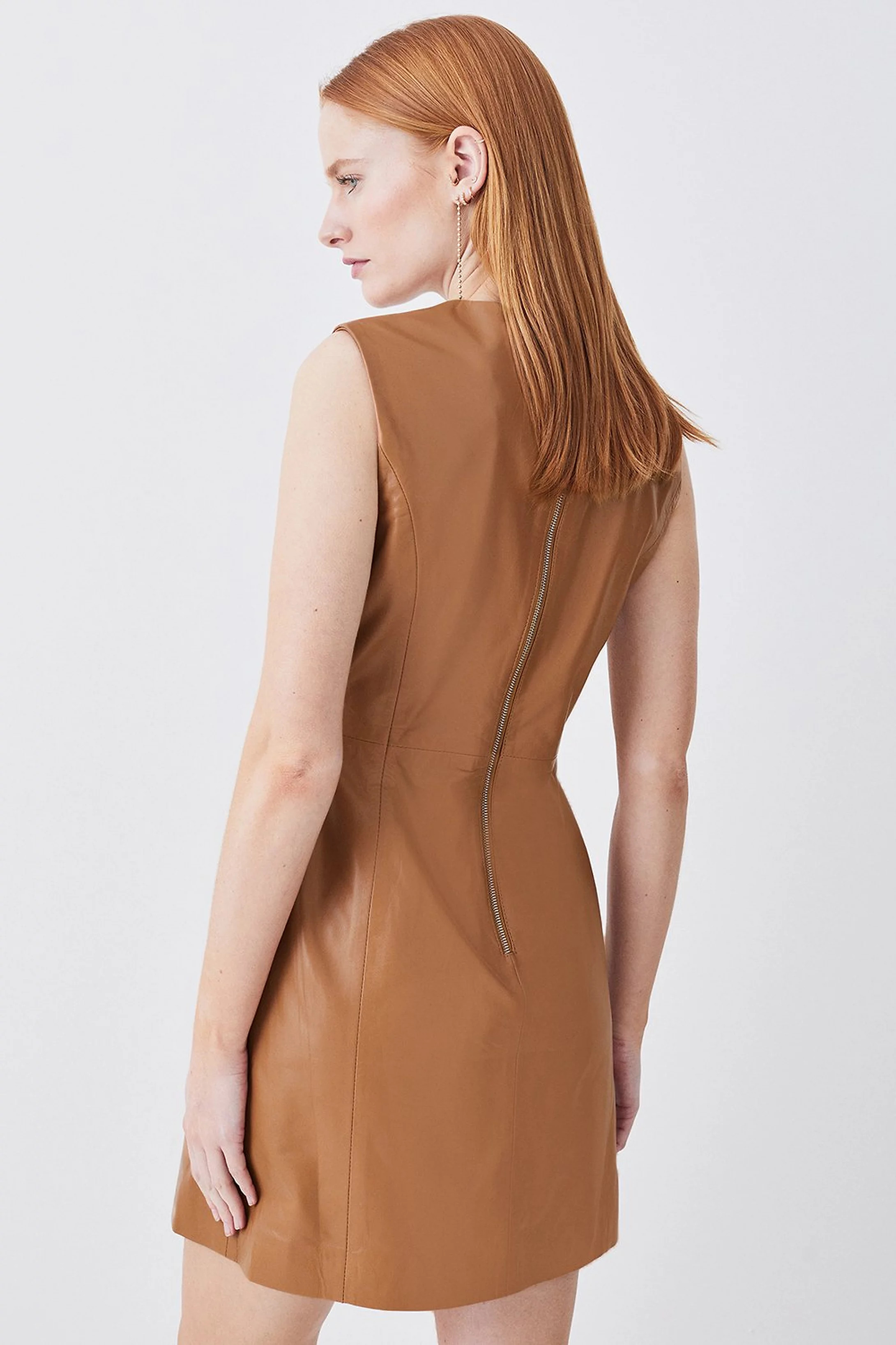 Lydia Millen Leather Sleeveless Mini Dress | Karen Millen US