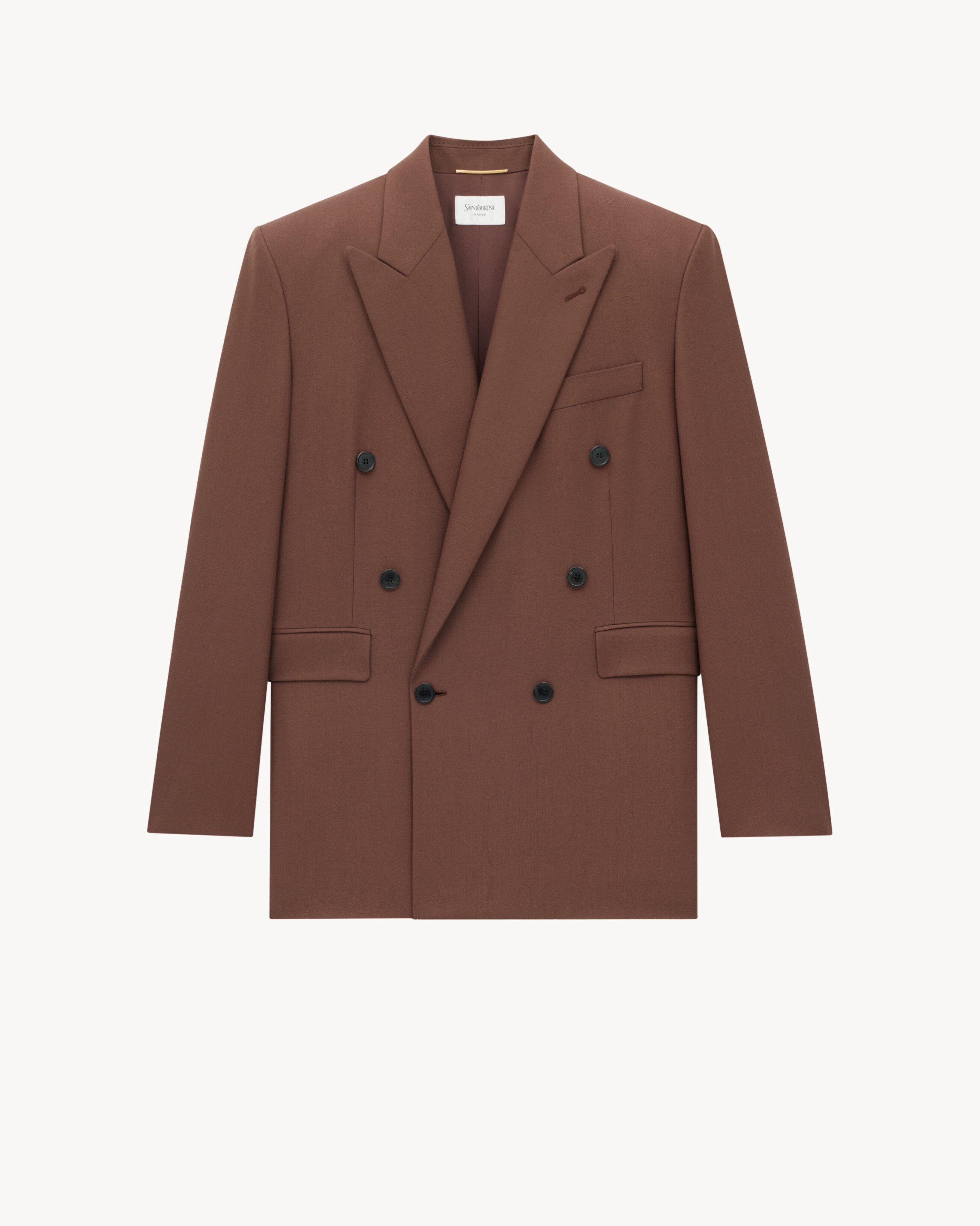 double-breasted jacket in wool gabardine in Brown | Saint Laurent | YSL EN-US | Saint Laurent Inc. (Global)