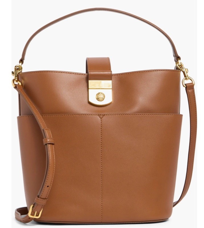 Veronica Beard The Crest Lock Leather Bucket Bag | eBay US