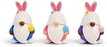 3-Pack Easter Bunny Gnome Figurines 4.3'' – Hand-Painted Resin Spring Decor, Mini Bunny Gnomes ... | Amazon (US)
