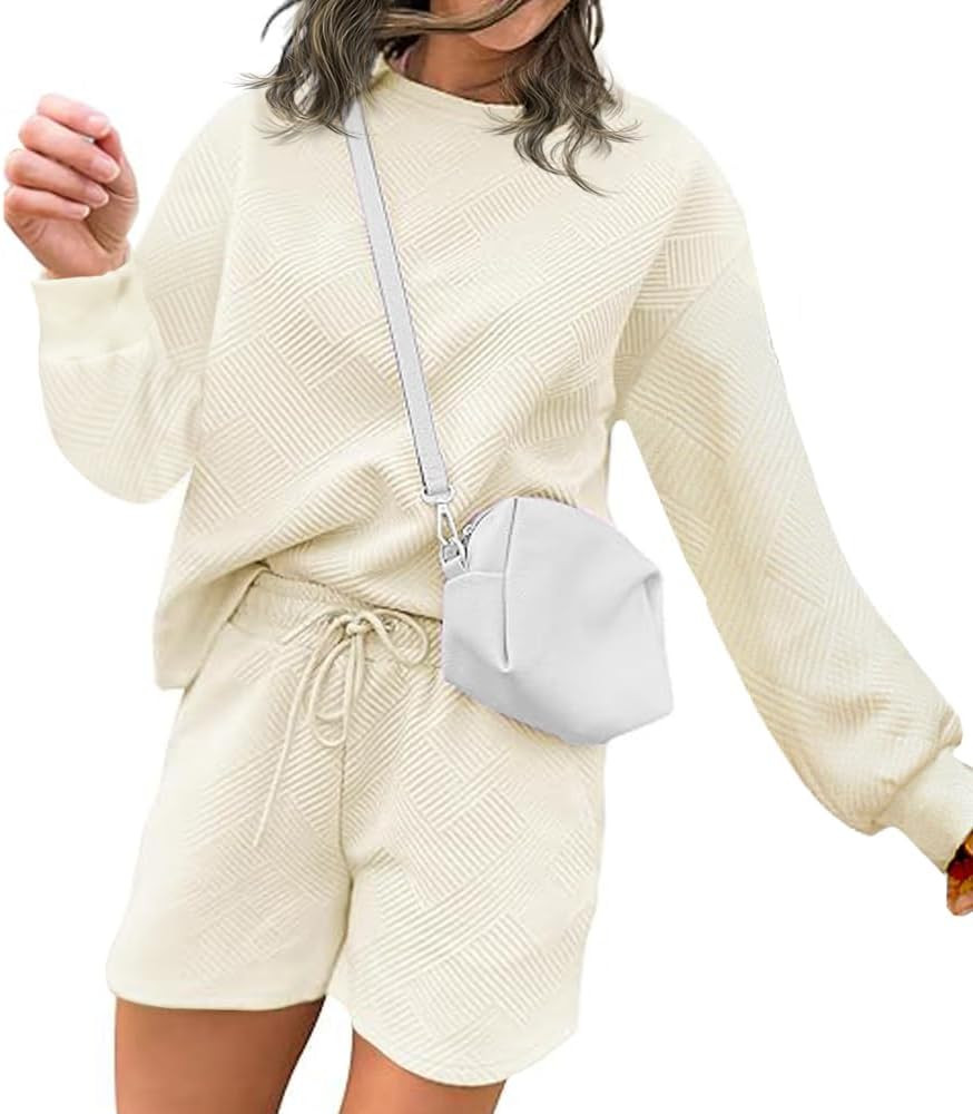 UOUA Women 2 Piece Outfits Sweat Shorts Set Two Piece Lounge Sets Matching Casual Clothing Comfy ... | Amazon (US)