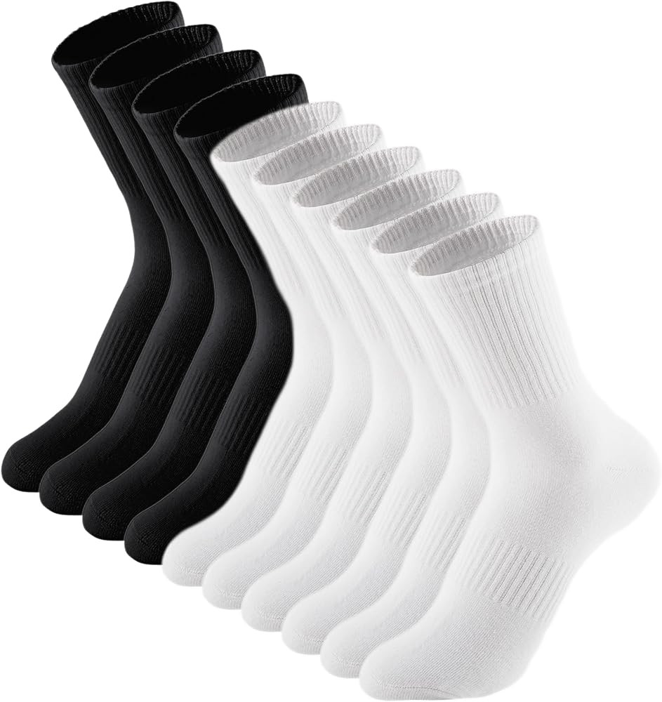Irisbear Womens Crew Socks Casual Athletic Gym LightWeight Thin Cotton Socks 5 Pairs | Amazon (US)