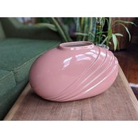 Pink Art Deco Flower Vase | Mid-Century Scalloped Long Ceramic Bohemian Eclectic Vintage | Etsy (US)