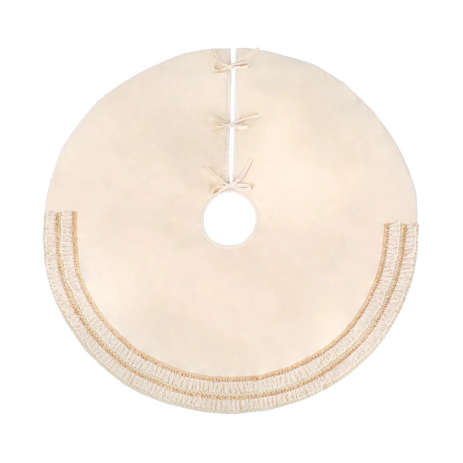 52 in. HGTV Home Collection Fringe Detail Tree Skirt, Off White | National Tree Company