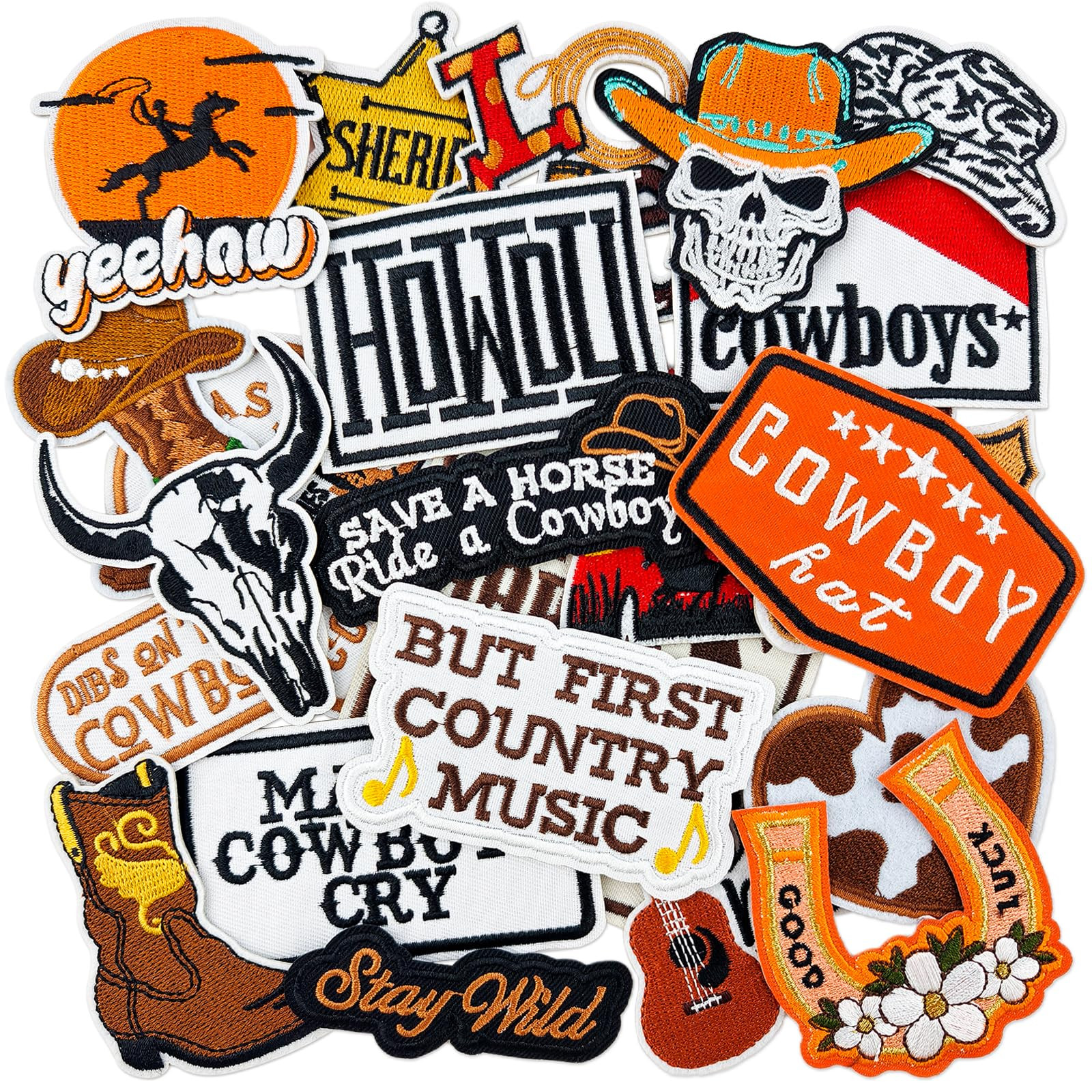 23PCS Western Iron On Patches Cowboy Embroidered Patches for Hats Jackets Backpacks Clothing | Amazon (US)