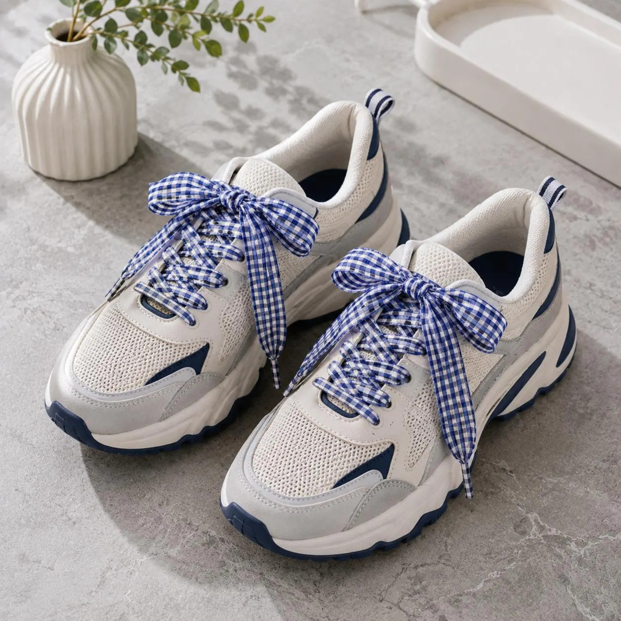 Navy Gingham Shoe Lace | Etsy (Global)