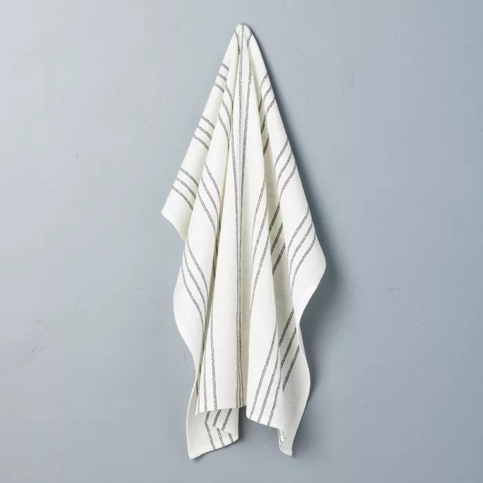 Stripe Flour Sack Kitchen Towel Sour Cream/Railroad Gray - Hearth & Hand™ with Magnolia | Target