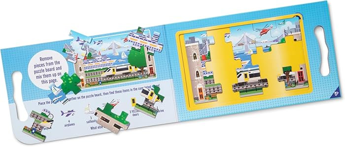 Melissa & Doug Take-Along Magnetic Jigsaw Puzzle Set – Vehicles (2 x 15 Piece) Travel Activity ... | Amazon (US)