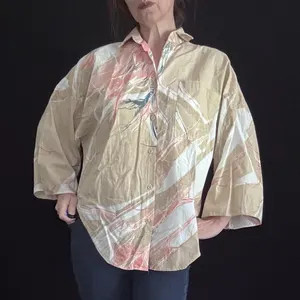 Don’t You Forget About Me… Vintage 80s Abstract Print Button Down Blouse | Soft Neutral Earth... | Etsy (Global)