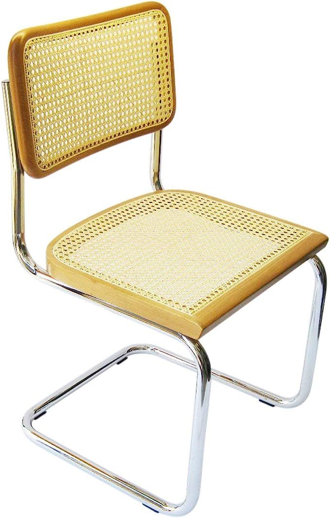 Marcel Breuer Cesca Cane Chrome Side Chair in Honey Oak | Amazon (US)