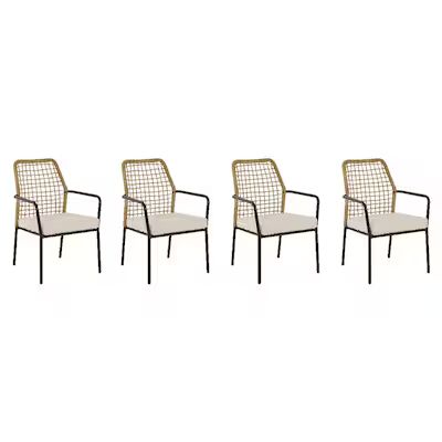 Origin 21 Clairmont Set of 4 Wicker Frame Stationary Dining Chair(s) with Off-white Cushioned Sea... | Lowe's