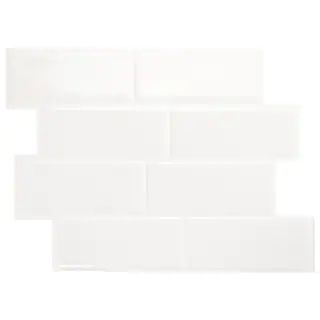 smart tiles Metro Blanco White 11.56 in. x 8.38 in. Vinyl Peel and Stick Tile (3 sq. ft./4-pack) ... | The Home Depot