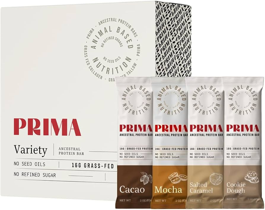 PRIMA ANCESTRAL PROTEIN BAR Grass Fed Protein Bars, 7 Pack – Animal-Based Protein Bar with Beef... | Amazon (US)