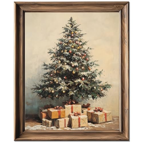 HubbgDesign Vintage Winter Wall Art, Rustic Christmas Tree Artwork, Antique Holiday Decoration, Cozy Wall Decor (8 X 10 IN Print Unframed, Gift Box) | Amazon (US)