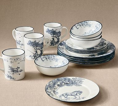 Brandon Maxwell Groveland Toile Cereal Bowls - Set of 4 | Pottery Barn (US)