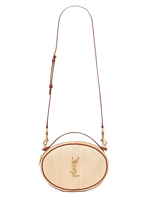 Camera Bag in Raffia and Vegetable-Tanned Leather | Saks Fifth Avenue