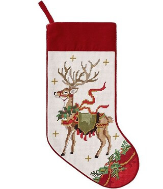 Peking Handicraft Reindeer with Wreath Embroidered Needlepoint Holiday Stocking | Dillard's | Dillard's