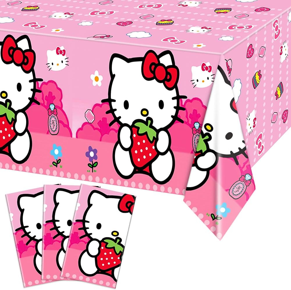 3pcs Tablecloth Cat Party Supplies Pink Cat Table Cover for Party Decorations, Kids Cartoon Cats ... | Amazon (US)