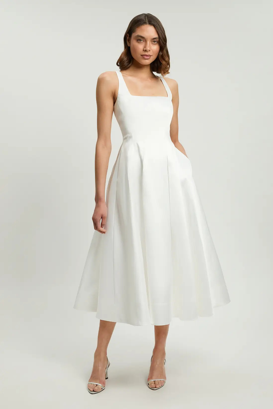 Twill Prom Woven Midi Dress | Karen Millen