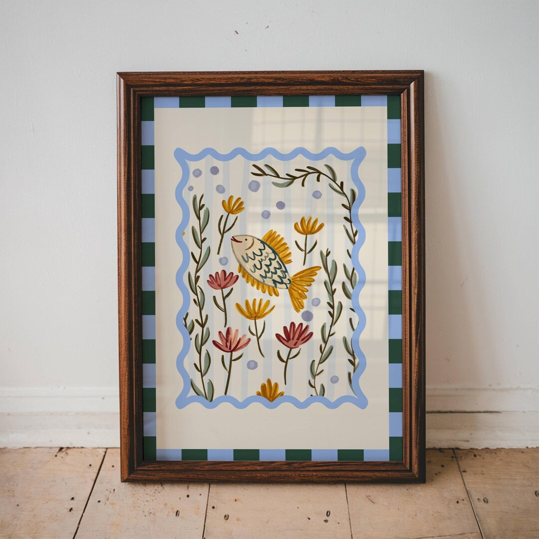 Boys Room Art Whimsical Fish Nursery Wall Art Print Vibrant Boy Room Ocean Animal Print Toddler P... | Etsy (US)