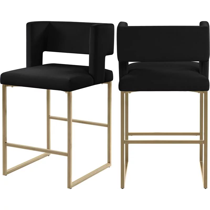 Meridian Furniture Caleb Black 26" Velvet Counter Stool (Set of 2) - Walmart.com | Walmart (US)