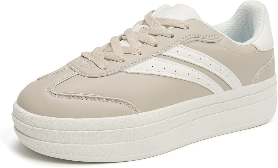 Platform Fashion Sneakers Women's Low-Top Classic Chunky Casual Lace-up Walking Shoes for Lady | Amazon (US)