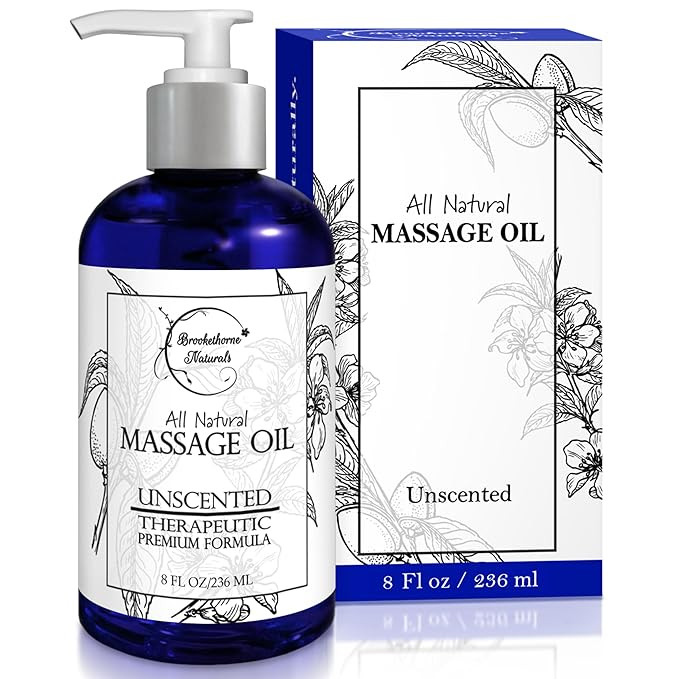 Unscented Massage Oil for Massage Therapy – 100% Natural Body Oil with Sweet Almond, Grapeseed ... | Amazon (US)