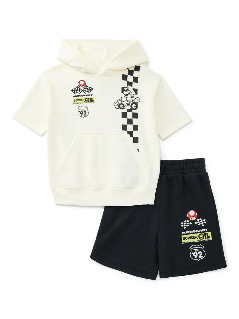 Mario Kart Little Boys and Big Boys Short Sleeve Hoodie & Shorts 2pc Set, Sizes 4-16 | Walmart (US)
