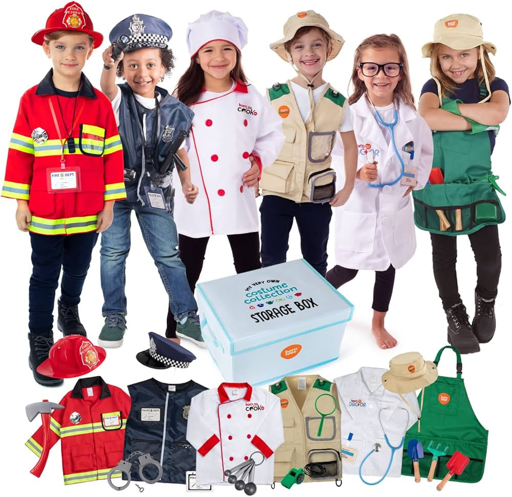 Born Toys Dress Up Clothes for Toddlers & Pretend Play Kids Costumes Set Ages 3-7, Washable Hallo... | Amazon (US)