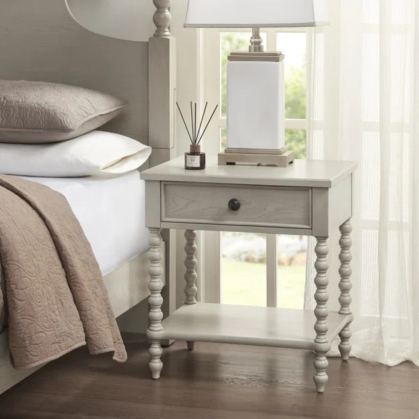 Beckett Turned Wood Spindle Nightstand with Drawer & Shelf | Wayfair North America