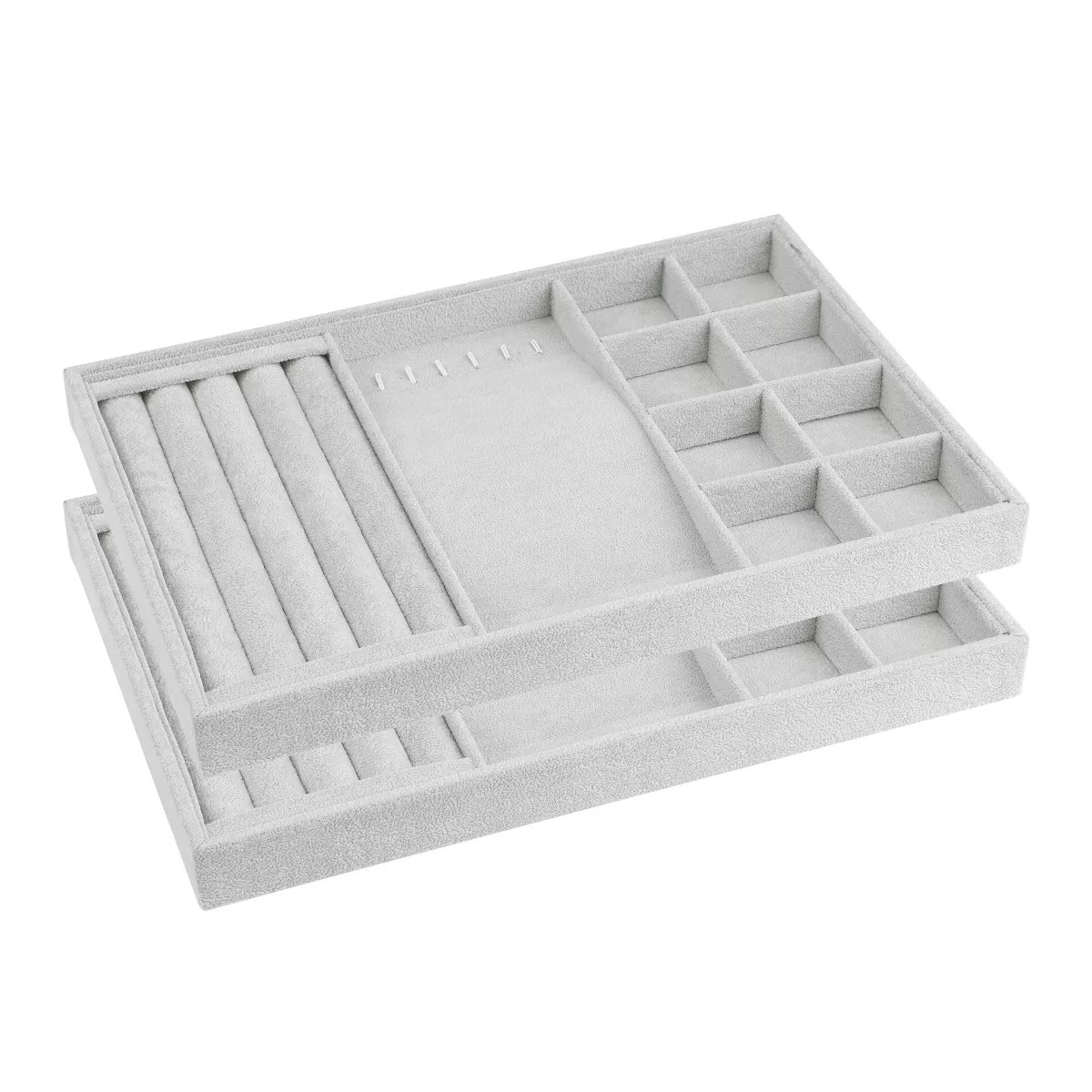 Unique Bargains Stackable Velvet Jewelry Organizer Trays with Removable Dividers for Drawer Set o... | Target