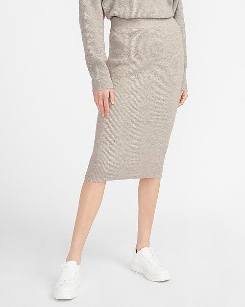 High Waisted Ribbed Sweater Pencil Skirt | Express