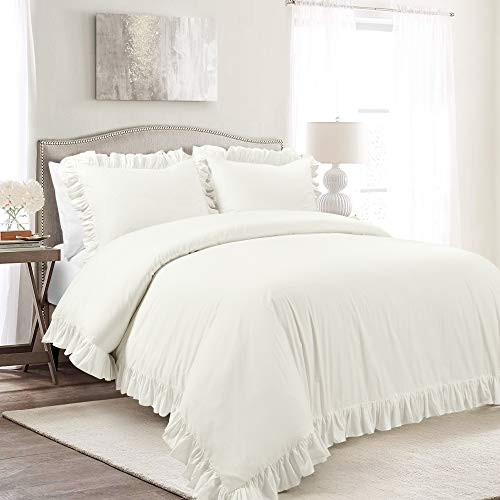 Lush Decor Reyna 100% Cotton 3 Piece Duvet Cover Set, California King, White | Amazon (US)
