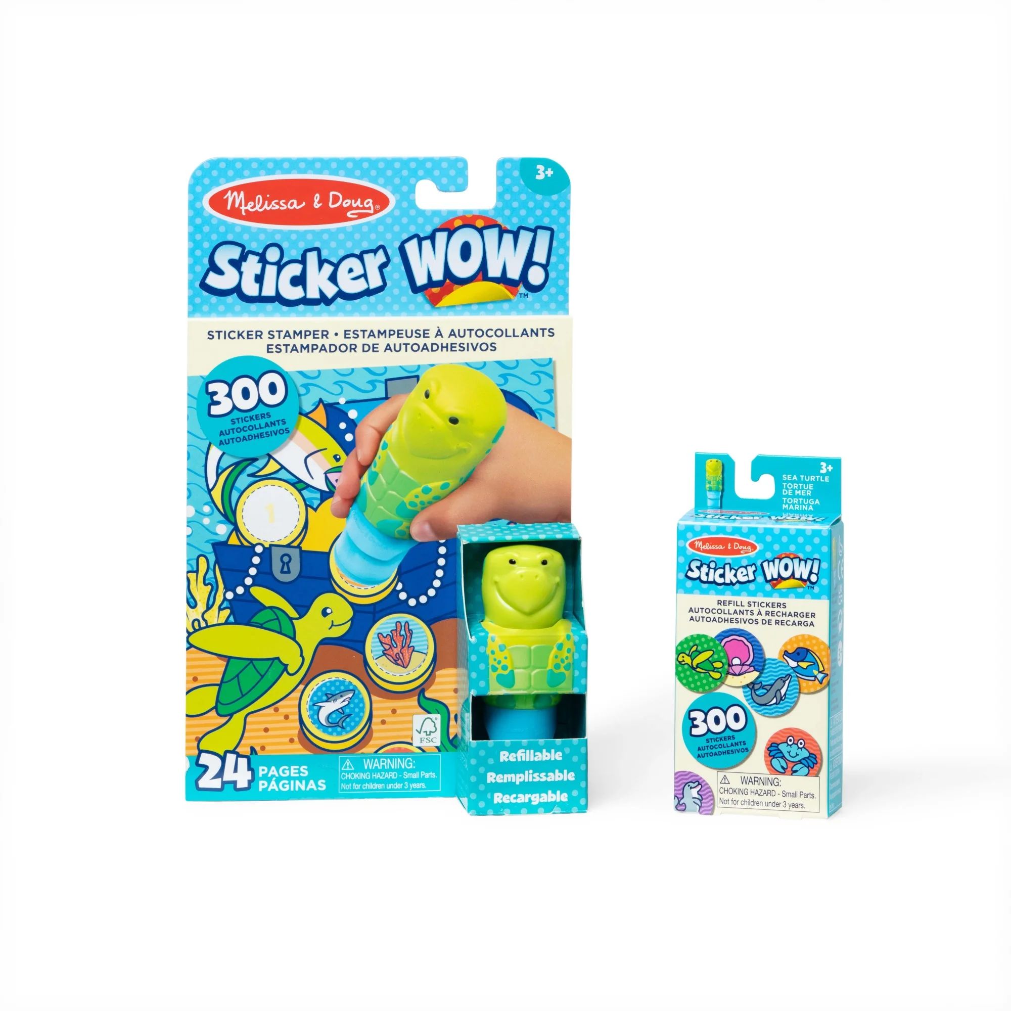 Sticker WOW!® Sea Turtle Bundle: Activity Pad & Sticker Stamper + 300 Refill Stickers | Melissa and Doug